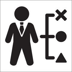 Business strategy icon. Leader planning icon. Icon symbol of leadership, design, program, planning, decision, setting. Vector illustration