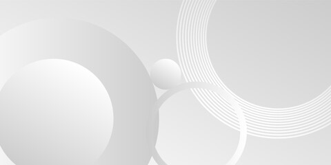White geometric abstract background overlap layer on bright space with lines effect decoration. Modern graphic design element circles style concept for banner.