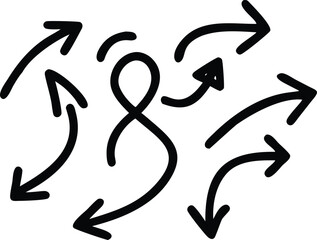 Hand-drawn Arrows A Collection of Diverse Curvy and Straight Arrow Illustrations