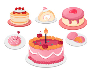 birthday cake set with white background