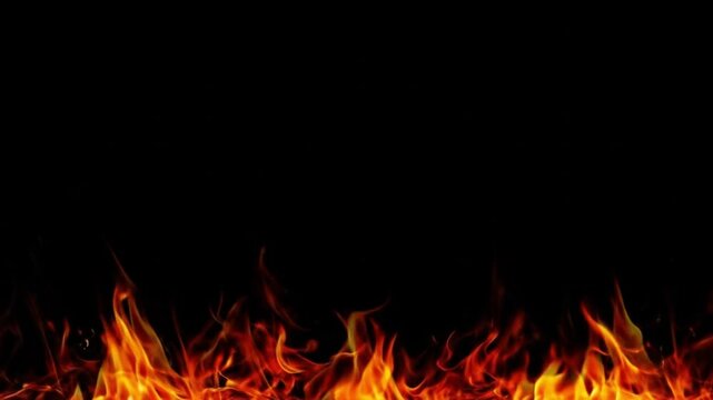 Fiery Inferno Burning Flames Overlay on Black Background - Stock Footage