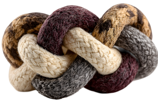 Interwoven Colorful Rope Knot Texture Closeup