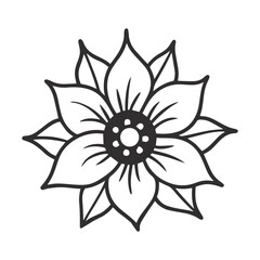 Minimalist Black and White Lotus Vector