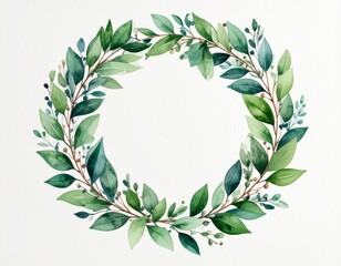 水彩風の月桂樹オーナメント（柔らかい雰囲気）