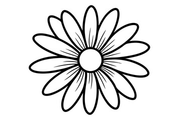 Daisy Flower Monochrome Art: A captivating monochrome rendering of a delicate daisy flower, its petals artfully arranged around a central disc, exuding timeless beauty and simple elegance.