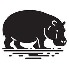 Hippopotamus Vector Silhouette Icon