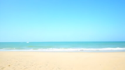 Clear Blue Sky and Calm Sea on Sandy Beach

