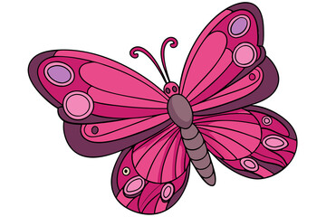 Pink butterfly illustration cute insect design
