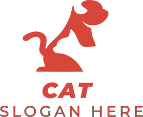 Dog and Cat Face Vector in Bright Brick Red &ndash; Strong and Playful Look