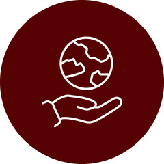Earth and Hands  Vector Brown Circle Icon Design