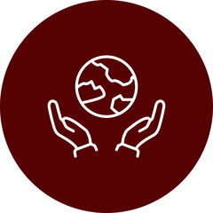 Earth with Hands Holding  Vector Brown Circle Icon Design
