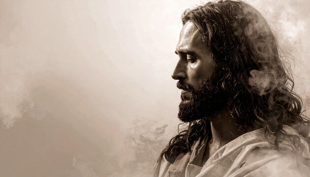 Abstract Illustration - Closeup Face of Jesus Christ