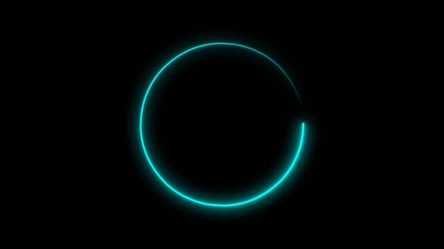 Neon circle. Glowing neon sign. Loading circle. Blue neon circle. Throbber. Animated throbber. Transparent background with neon circle. Alpha channel