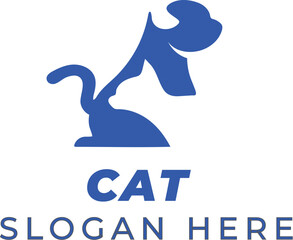 Pet Icon Vector in Bright Royal Blue &ndash; Stylish Dog and Cat Heads