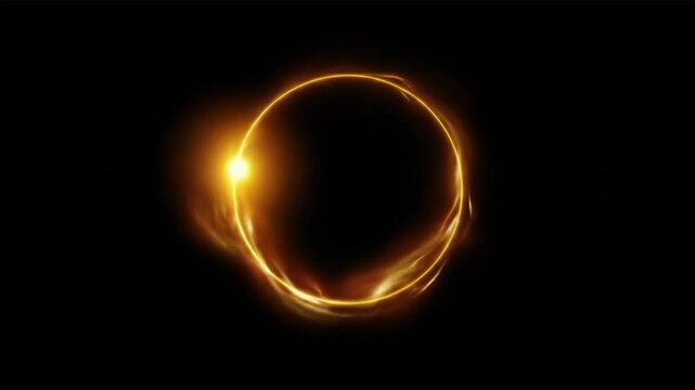 Fiery Ring Golden Light Overlay, Animated Black Background