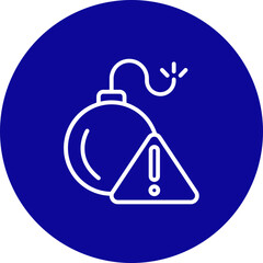 Bomb Vector Line Blue Circle Icon Design