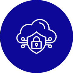 Fototapeta premium Cloud Vector Line Blue Circle Icon Design