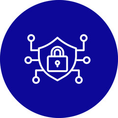Encryption Vector Line Blue Circle Icon Design