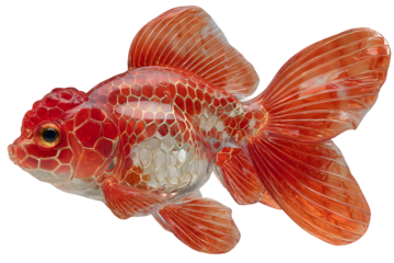 Red Goldfish Glass Sculpture Ornamental Fish Aquatic Animal Artistic Render
