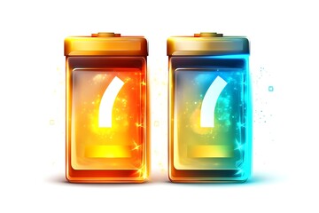Dual Batteries: Orange Heat & Blue Cool Energy Source.
