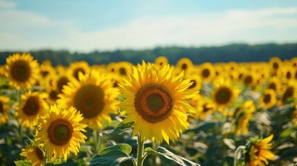 Obraz premium Sunflowers Field at Summer