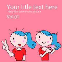 可愛い女性のちびキャラの美容などのポーズのベクター画像