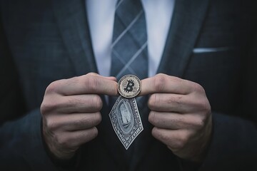 Bitcoin  Dollar with Businessmans Choice.