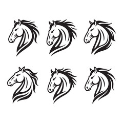 Tribal vector design elements depicting a running wild mustang silhouette with a flowing mane