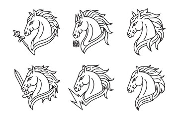 Tribal horse animal tattoo vector illustration designs for body art decoration