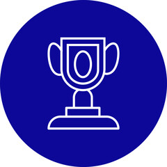 Trophy Vector Line Blue Circle Icon Design