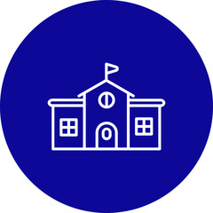 School Vector Line Blue Circle Icon Design