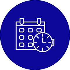 Schedule Vector Line Blue Circle Icon Design