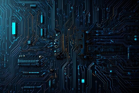 Abstract blue circuit board technology background