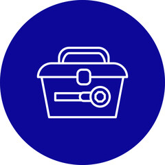 Toolbox Vector Line Blue Circle Icon Design