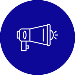 Obraz premium Megaphone Vector Line Blue Circle Icon Design