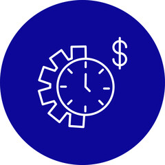 Time Management Vector Line Blue Circle Icon Design
