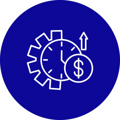 Overtime Pay Vector Line Blue Circle Icon Design