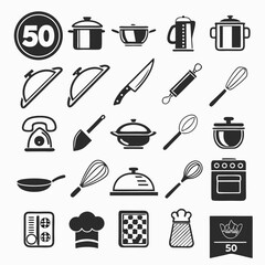 Cooking Editable Icon Set &ndash; Vector Kitchen & Culinary Icons for Web & Print