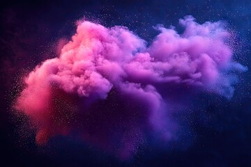 Vibrant cloud-like form of colored particles against a dark background.