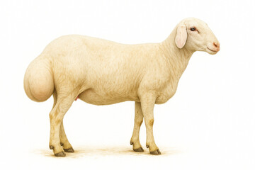 Fototapeta premium Cream colored Ram profile isolated on white background