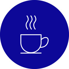 Coffee Vector Line Blue Circle Icon Design