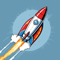 rocket vector art comic style for design needs