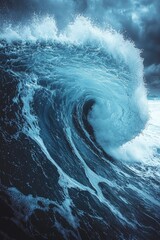 Dramatic ocean wave capturing a powerful surge of water.