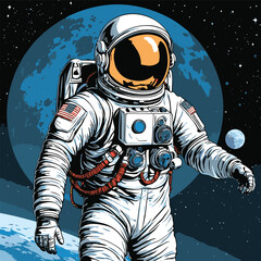 astronaut vector art comic style for design needs  © rina