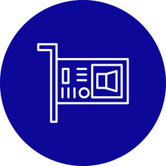 Sound Card Vector Line Blue Circle Icon Design