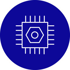 Processor Vector Line Blue Circle Icon Design