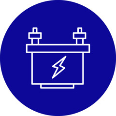 Battery Vector Line Blue Circle Icon Design