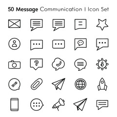 Message Icon Set – Editable Vector Communication Icons for Chat, Email & Social UI