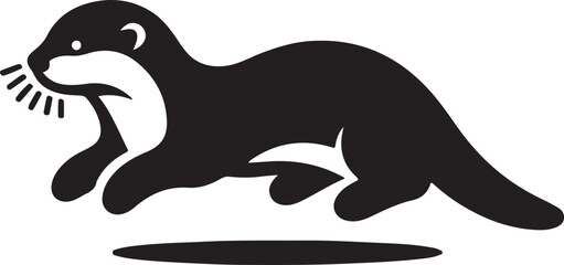 Minimalist Black and White Otter Illustration for Designers