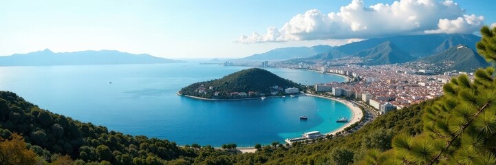 Split waterfront & Marjan Hill panorama Stunning cityscape view , dalmatia, picture